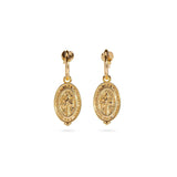 Better Together Palm Tree Earrings in 18K gold plating with intricate palm detailing and uplifting wording.