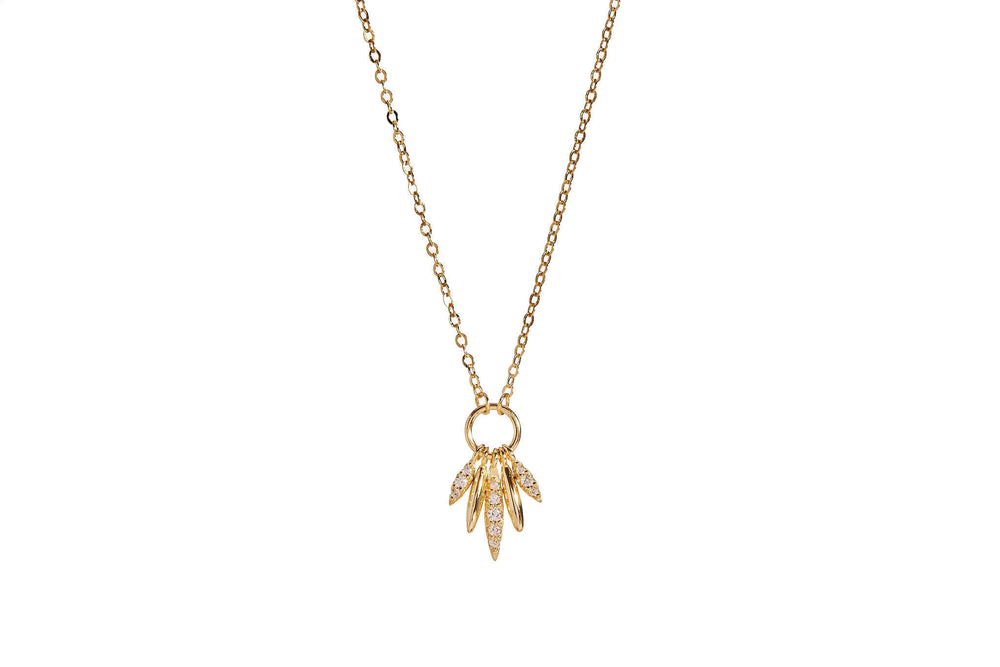 Dio Pendant Necklace featuring a gold-plated design with a delicate chain and a stylish pendant.