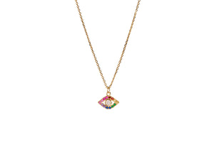 Wildest Dreams Rainbow Evil Eye Gold Necklace