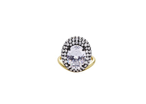 Choose What Chooses You Ring Pavé Perch Gold Plated Ring with sparkling gemstones and elegant design.