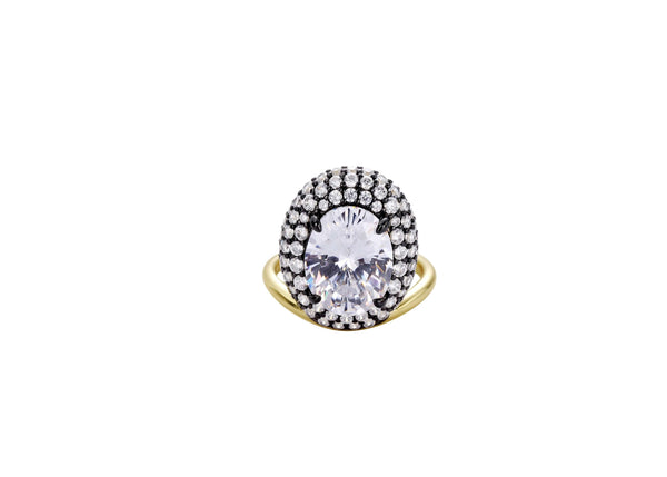 Choose What Chooses You Ring Pavé Perch Gold Plated Ring with sparkling gemstones and elegant design.
