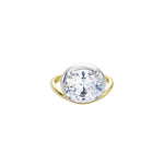 Yappy Hour East-West Perch Ring featuring a stunning central stone on a gold band, crafted from sterling silver.