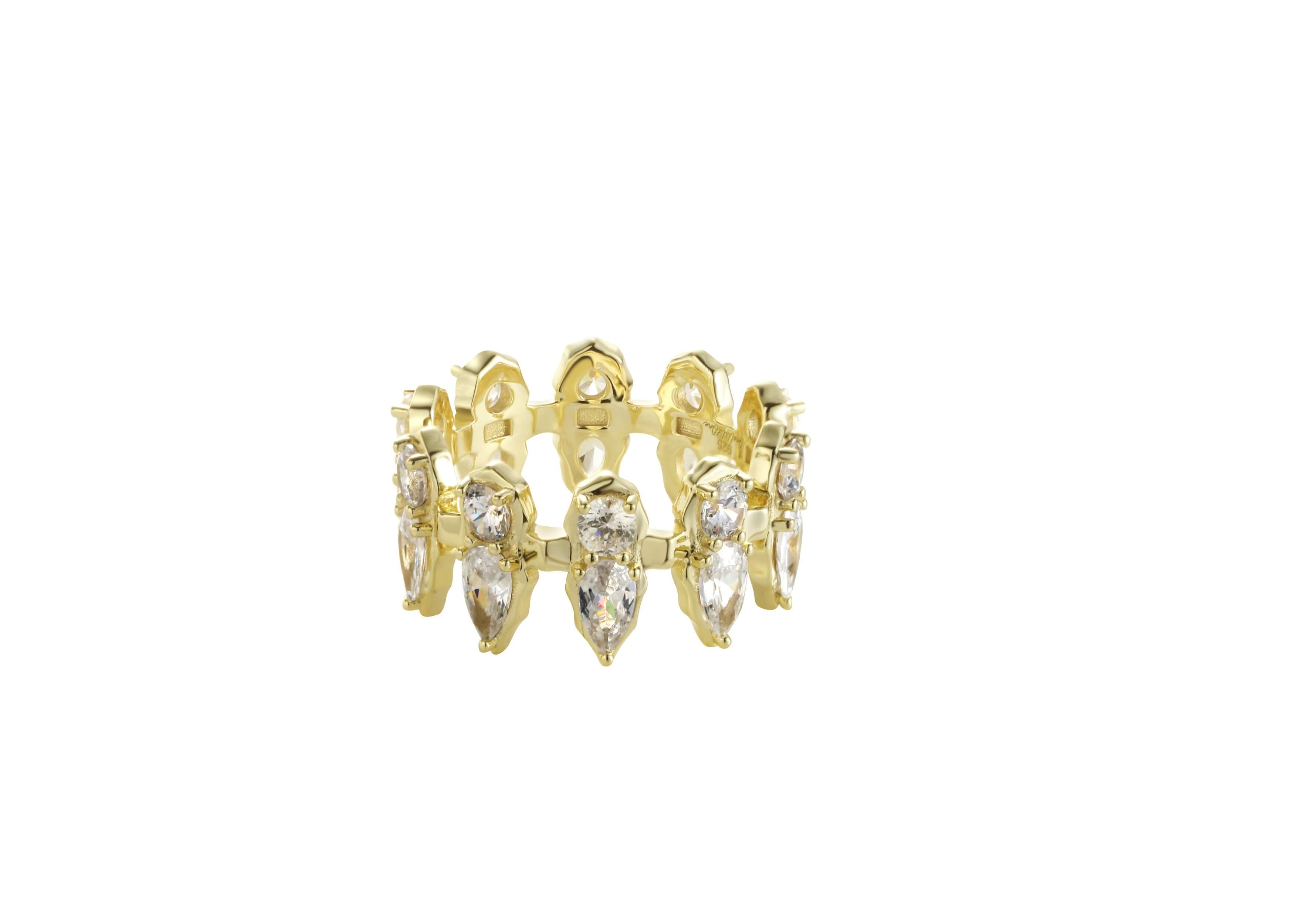 It's All In The Details Gold Eternity Band featuring round and pear-shaped stones in 14k gold and sterling silver.