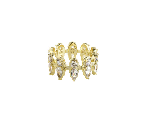 It's All In The Details Gold Eternity Band featuring round and pear-shaped stones in 14k gold and sterling silver.
