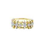 Live In The Moment Single Row Floating Pinky Ring featuring a unique diamond band design with 925 sterling silver and gold accents.
