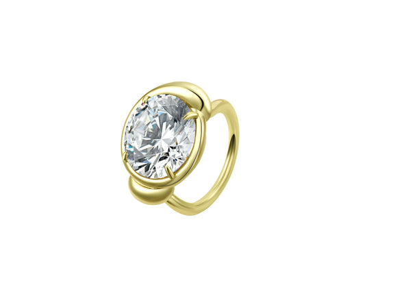 Don't Wait For Permission Statement Cocktail Ring in 14k gold plating with a stunning oval crystal centerpiece.