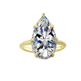 All Is Well Gold Solitaire Ring 925 Sterling Silver 14K Gold Plated with a sparkling pear-shaped center stone.