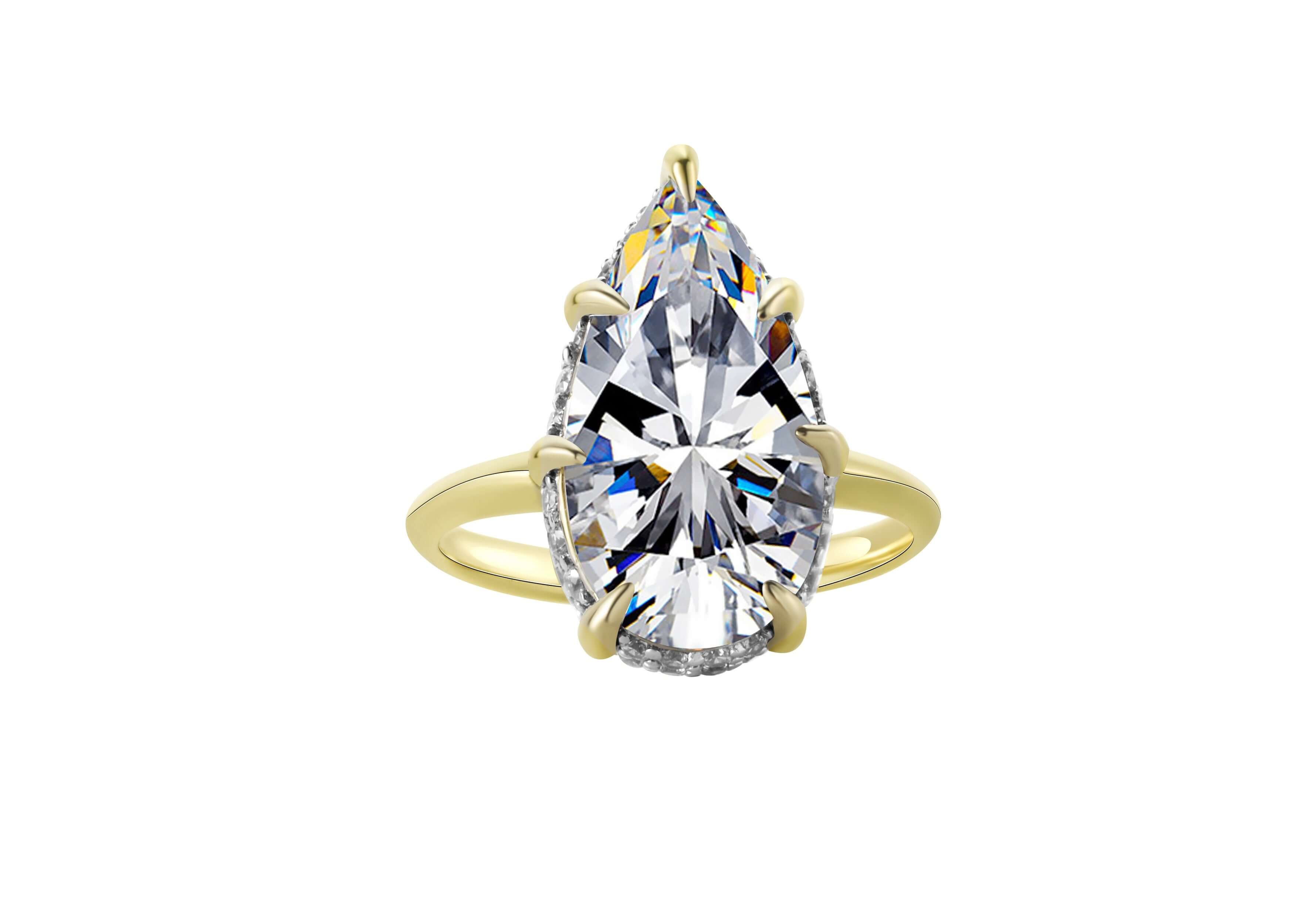 All Is Well Gold Solitaire Ring 925 Sterling Silver 14K Gold Plated with a sparkling pear-shaped center stone.