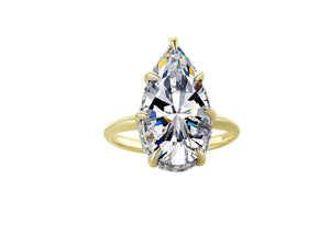 All Is Well Gold Solitaire Ring 925 Sterling Silver 14K Gold Plated with a sparkling pear-shaped center stone.