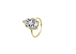All Is Well Gold Solitaire Ring 925 Sterling Silver 14K Gold Plated with sparkling stones, showcasing vintage-inspired elegance.