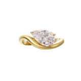 Too Cool To Care Pear Wavy Band Pinky Ring featuring a gold band and pear-cut stone.