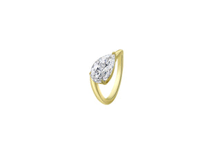 Too Cool To Care Pear Wavy Band Pinky Ring with pear-shaped stone in 14k gold plated 925 sterling silver.