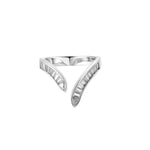 You Look Happier Silver Baguette Wishbone Ring featuring baguette stone detailing in a refined wishbone shape.