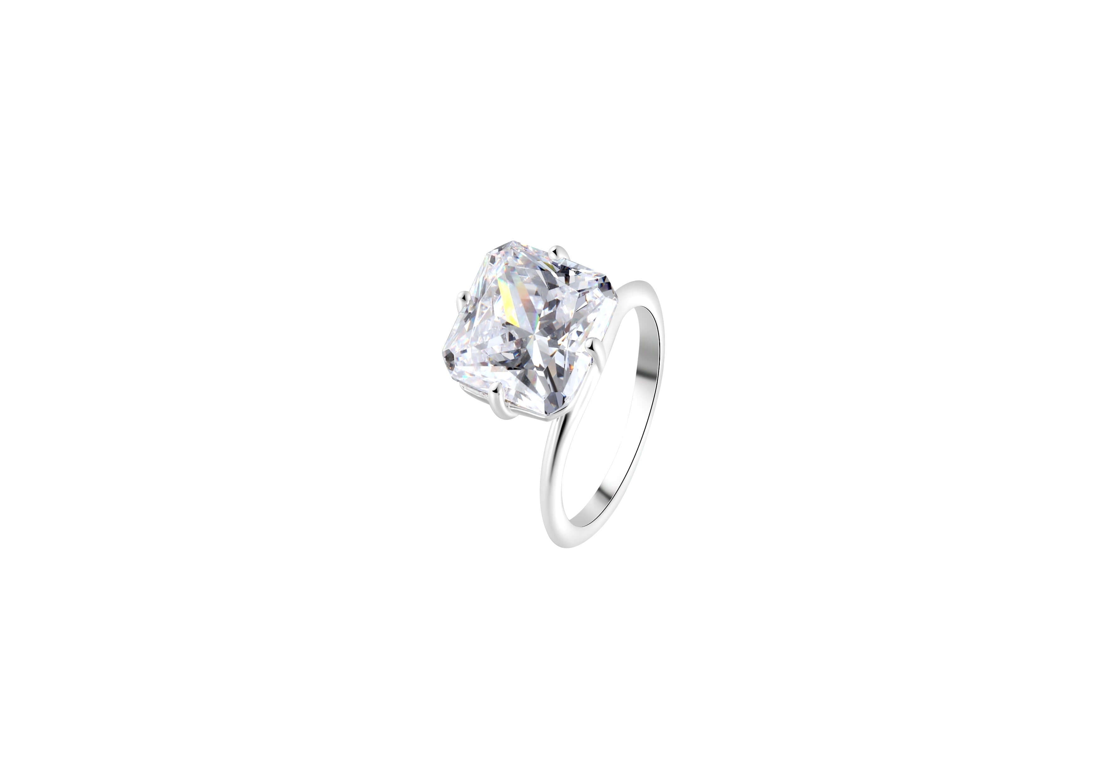 You Belong With Me Square Pinky Ring Silver featuring a stunning square cut crystal in a sleek silver band.