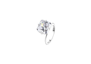 You Belong With Me Square Pinky Ring Silver featuring a stunning square cut crystal in a sleek silver band.