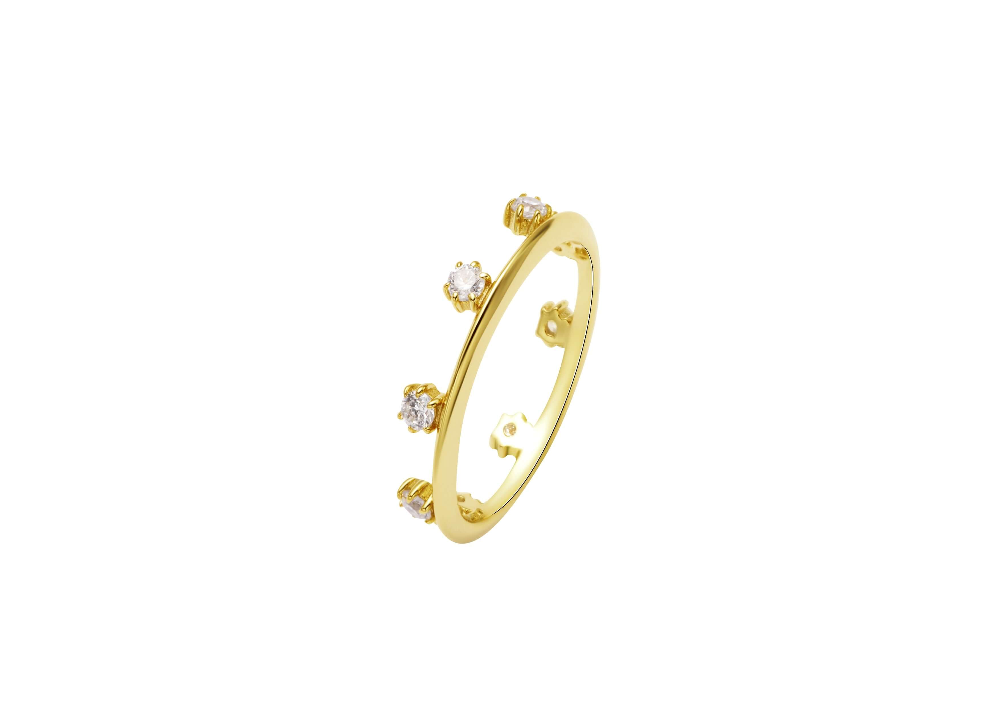 Endless Potential Aura Stacking Ring Gold with sparkling gems and a delicate gold band.