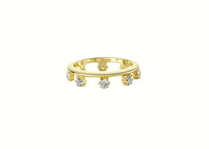 Rizz Eternity Stacking Pinky Ring Gold with sparkling stones in 14k gold plating, perfect for a layered ring look.