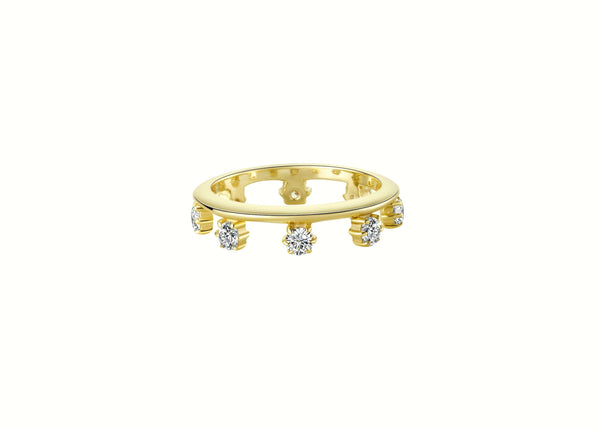 Rizz Eternity Stacking Pinky Ring Gold with sparkling stones in 14k gold plating, perfect for a layered ring look.