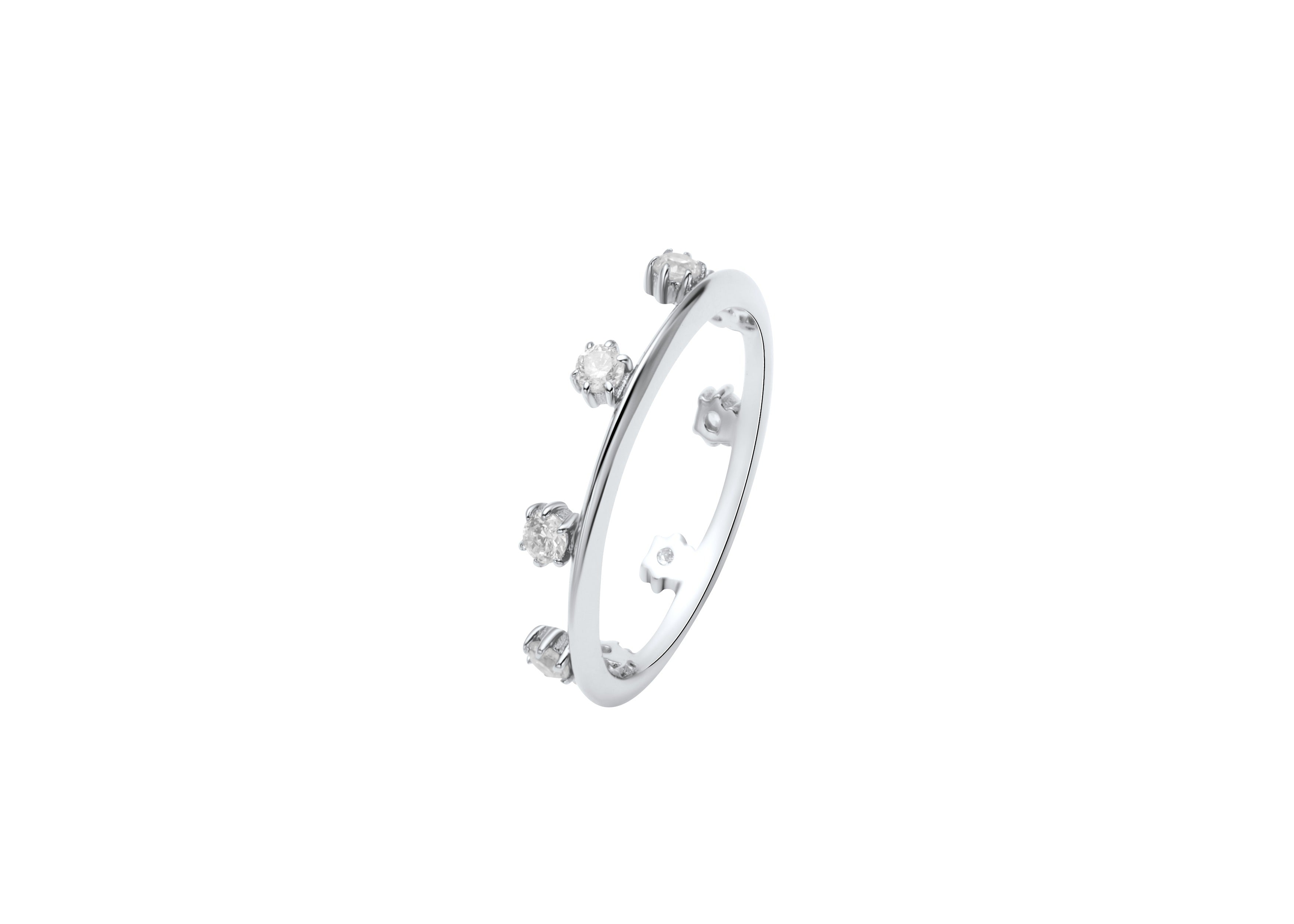 Endless Potential Aura Stacking Ring Silver showcasing a sleek design with sparkling accents.