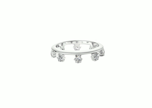 Rizz Eternity Stacking Pinky Ring Silver featuring sparkling stones on a sleek silver band.