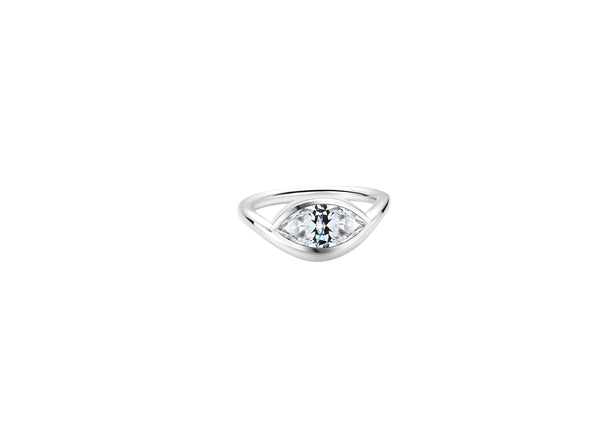 Soft Life Silver East West Pinky Ring featuring a stylish design and sparkling stone.