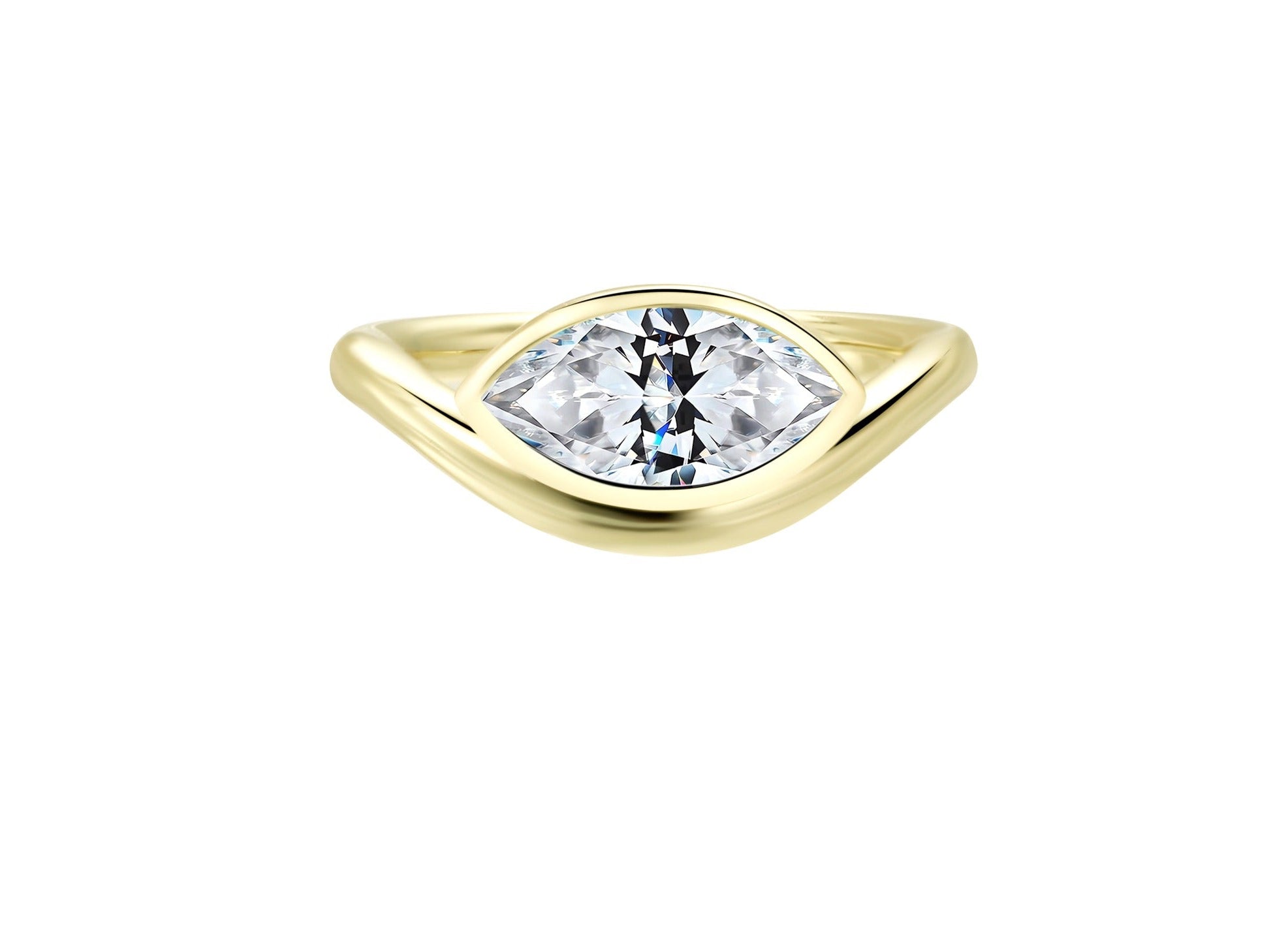 Soft Life Gold East West Pinky Ring featuring a modern east-west design with a sparkling central stone.