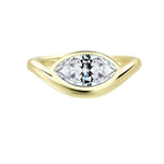 Soft Life Gold East West Pinky Ring featuring a modern east-west design with a sparkling central stone.