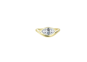 Soft Life Gold East West Pinky Ring featuring a modern east-west design with a sparkling central stone.