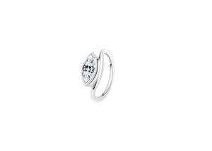 Soft Life Silver East West Pinky Ring featuring a unique design with a sparkling stone and elegant silver finish.