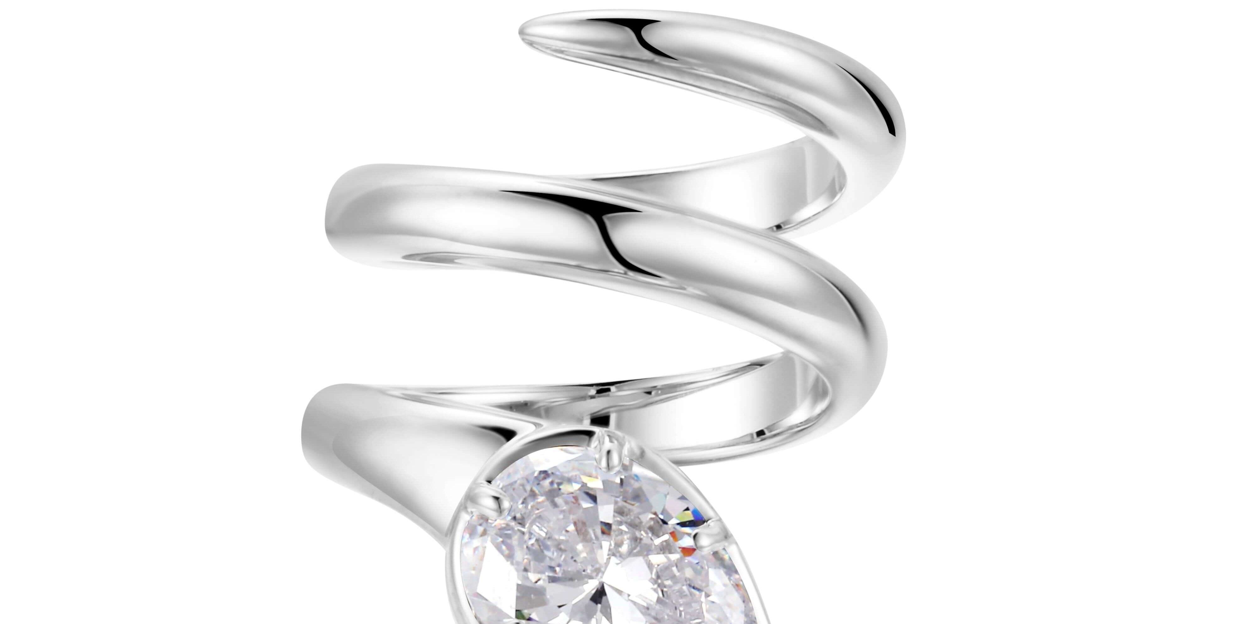 When You Know You Know Silver Twisted Snake Pinky Ring with cubic zirconia in a sleek serpentine design.