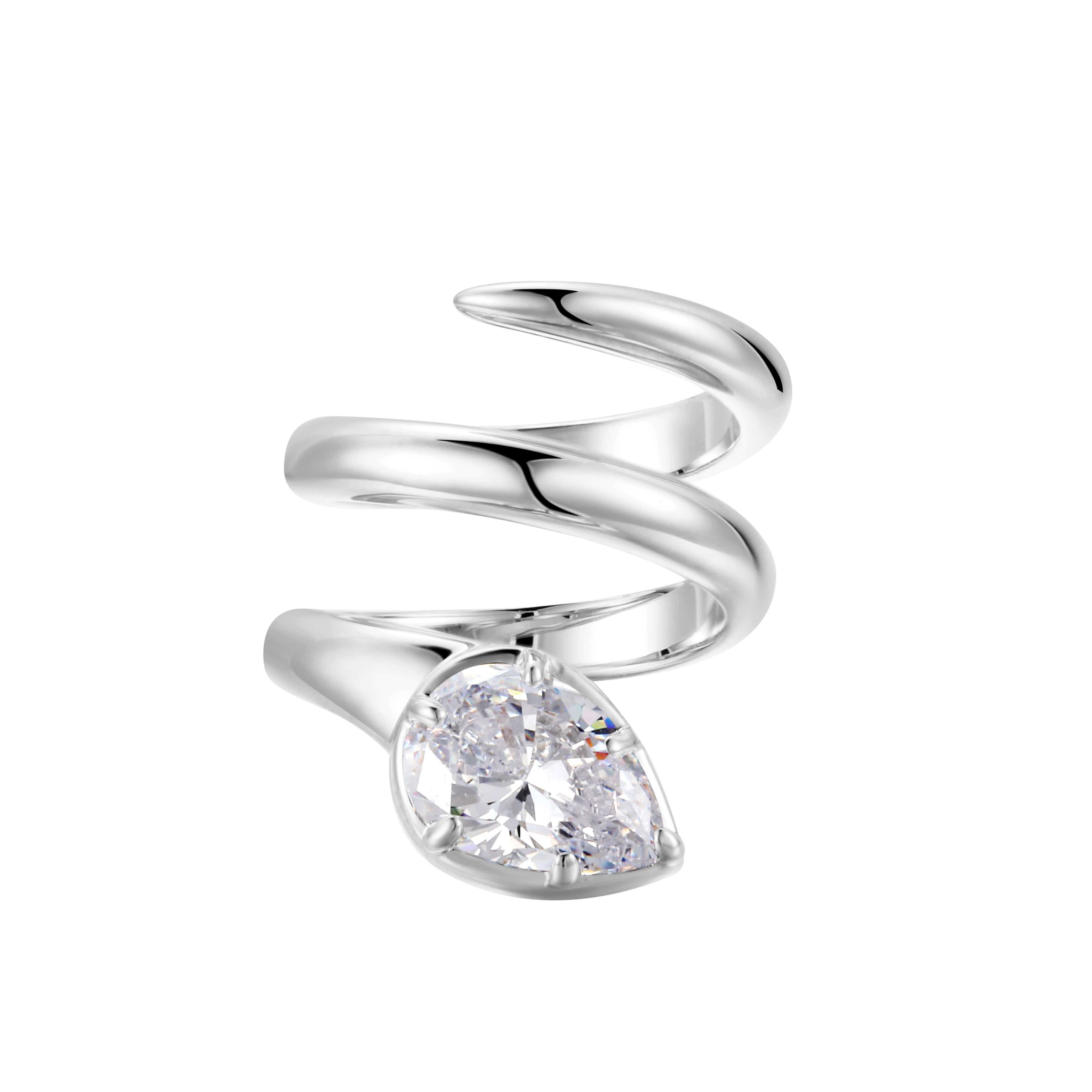 When You Know You Know Silver Twisted Snake Pinky Ring with cubic zirconia in a sleek serpentine design.