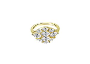 Feel Good Dome Marquise Gold Statement Pinky Ring with marquise cut CZ and gold accents.