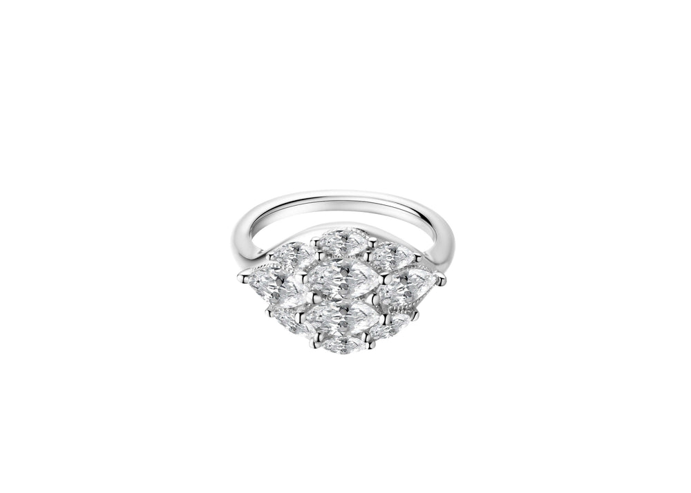 Feel Good Dome Marquise Silver Statement Pinky Ring showcasing a dome silhouette with marquise cut CZ and silver accents.