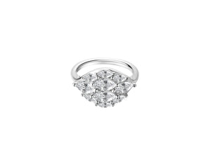 Feel Good Dome Marquise Silver Statement Pinky Ring showcasing a dome silhouette with marquise cut CZ and silver accents.