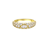 Don’t Make Me Choose Marquise + Round CZ Band Ring featuring marquise and round cubic zirconia stones in 14K gold plating.