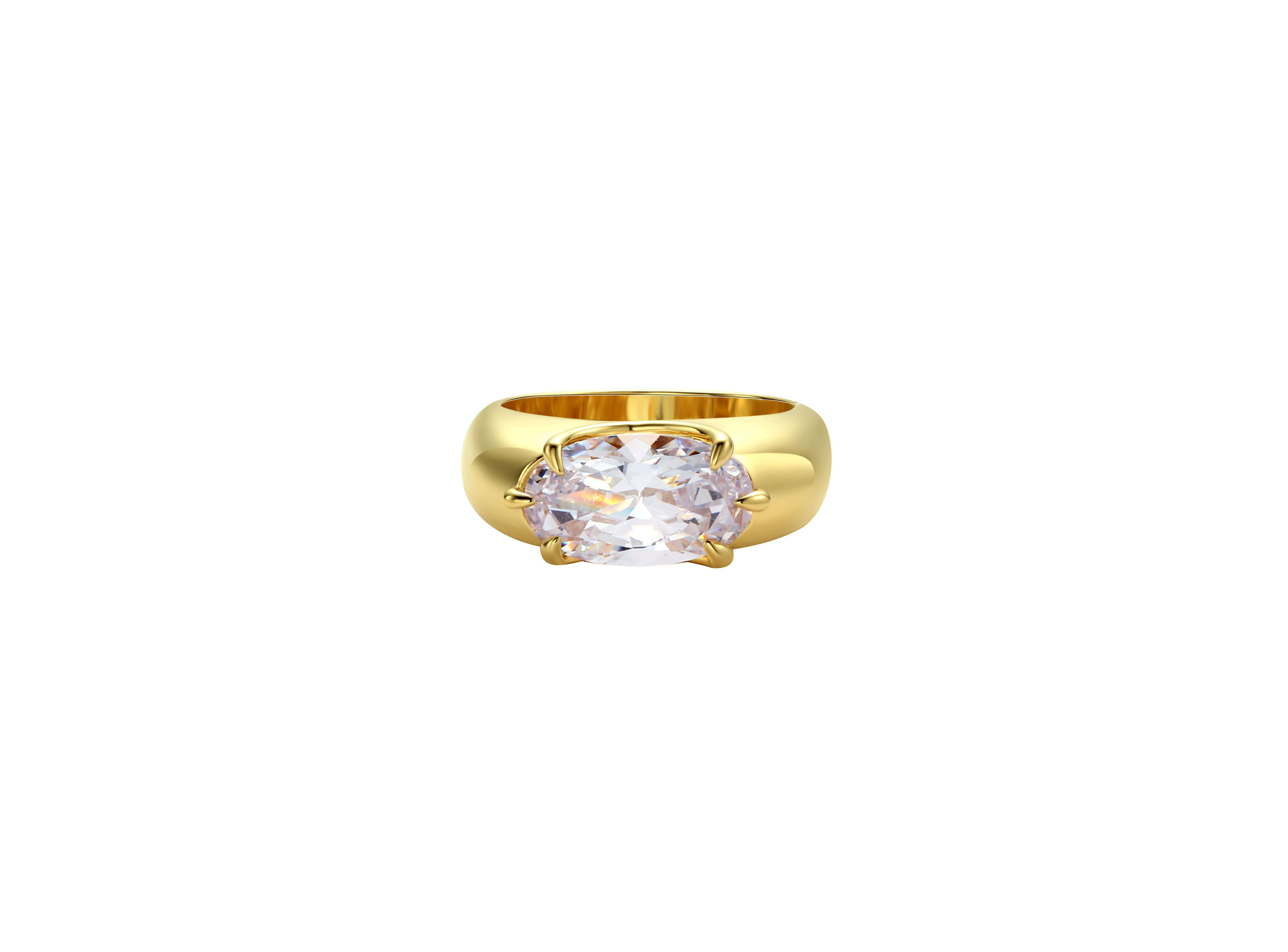 All The Things You’ve Dreamed Of Pinky Ring featuring a large crystal in a gold band.