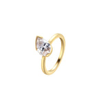 Love This For You Gold Tilted Pear Pinky Ring featuring a pear-cut stone on a gold band.