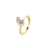 Love This For You Gold Tilted Pear Pinky Ring featuring a pear-cut stone on a gold band.