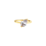 Love This For You Gold Tilted Pear Pinky Ring showcasing a stunning pear-cut stone on a gold band.