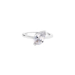 Love This For You Silver Tilted Pear Pinky Ring featuring a pear-shaped stone on a delicate band.