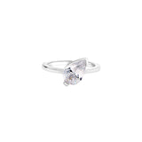 Love This For You Silver Tilted Pear Pinky Ring featuring a pear-shaped stone on a delicate band.