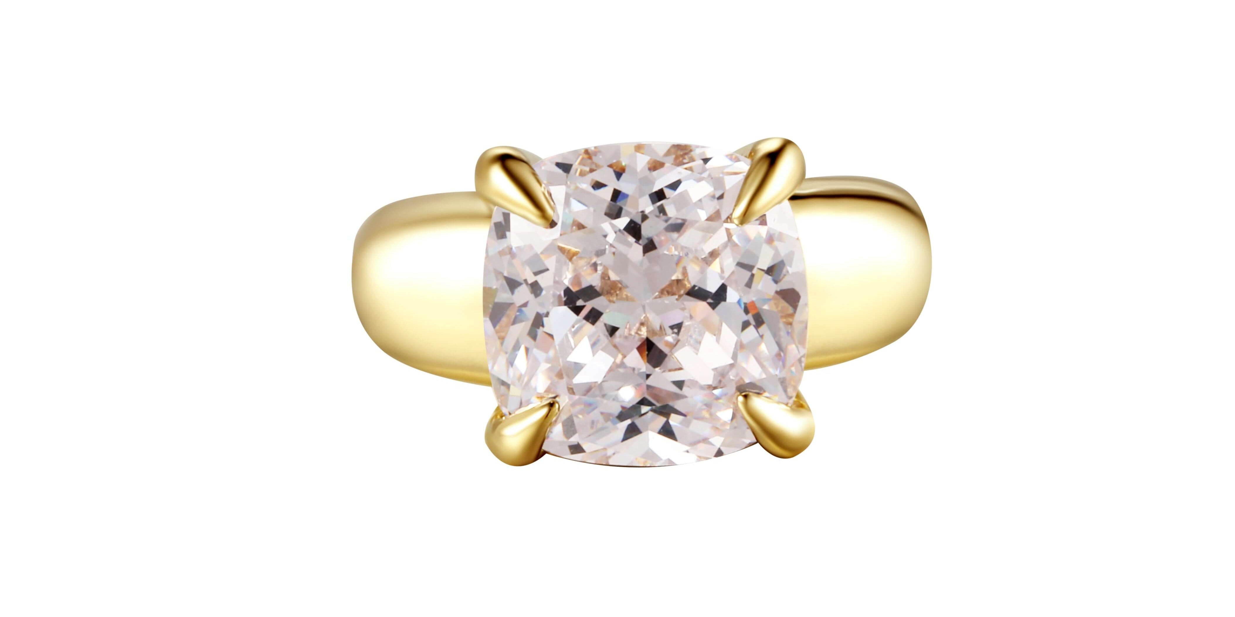 Where I Belong Cushion-Cut Pinky Ring featuring a luminous cushion-cut stone in a gold band.