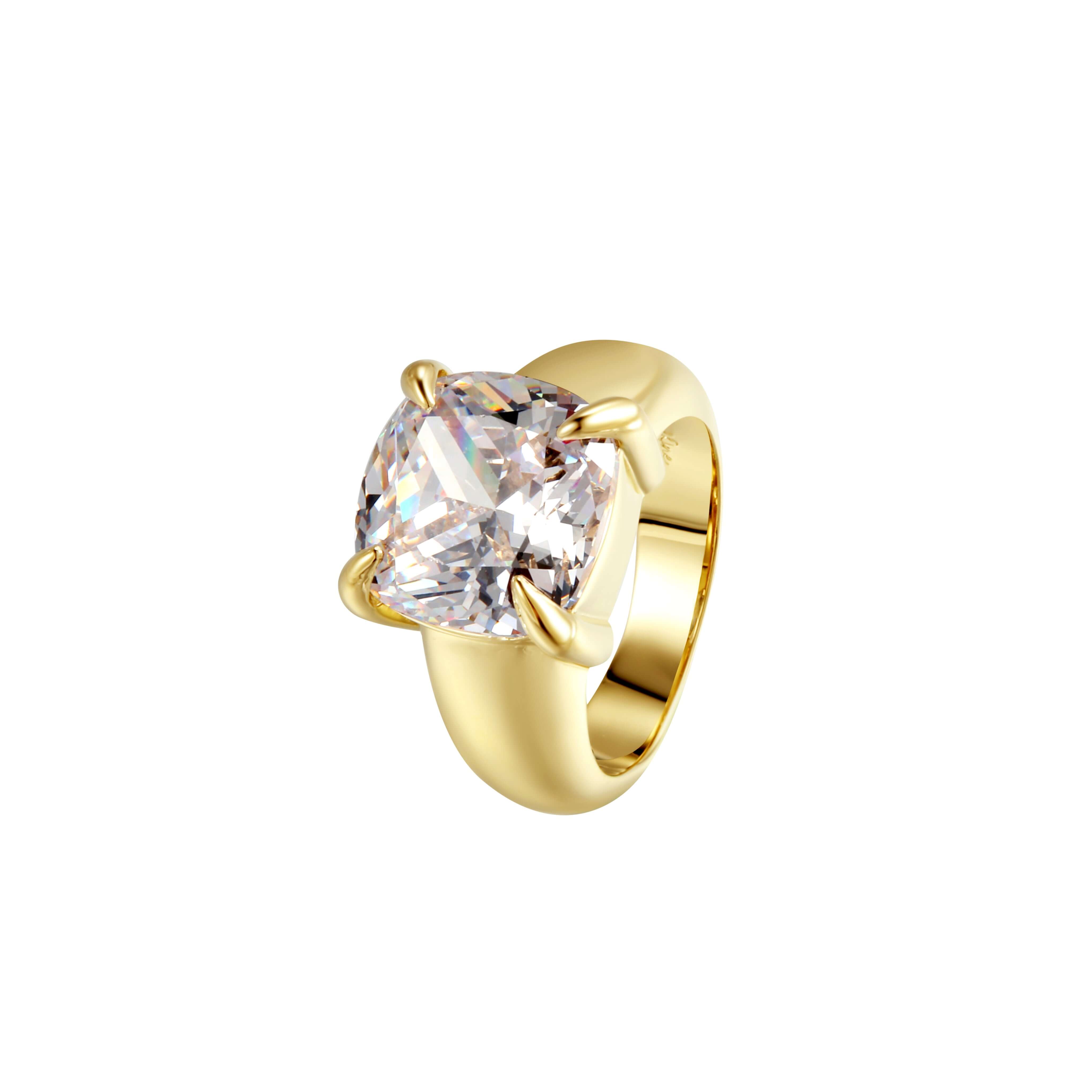 Where I Belong Cushion-Cut Pinky Ring featuring a luminous cushion-cut stone in a sculptural gold band.