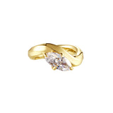 My Love Language Sculptural Marquise Pinky Ring featuring a gold band and marquise-cut stone.