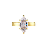 Make Your Own Luck Marquise Solitaire Pinky Ring featuring a marquise-cut cubic zirconia in a sleek gold band.