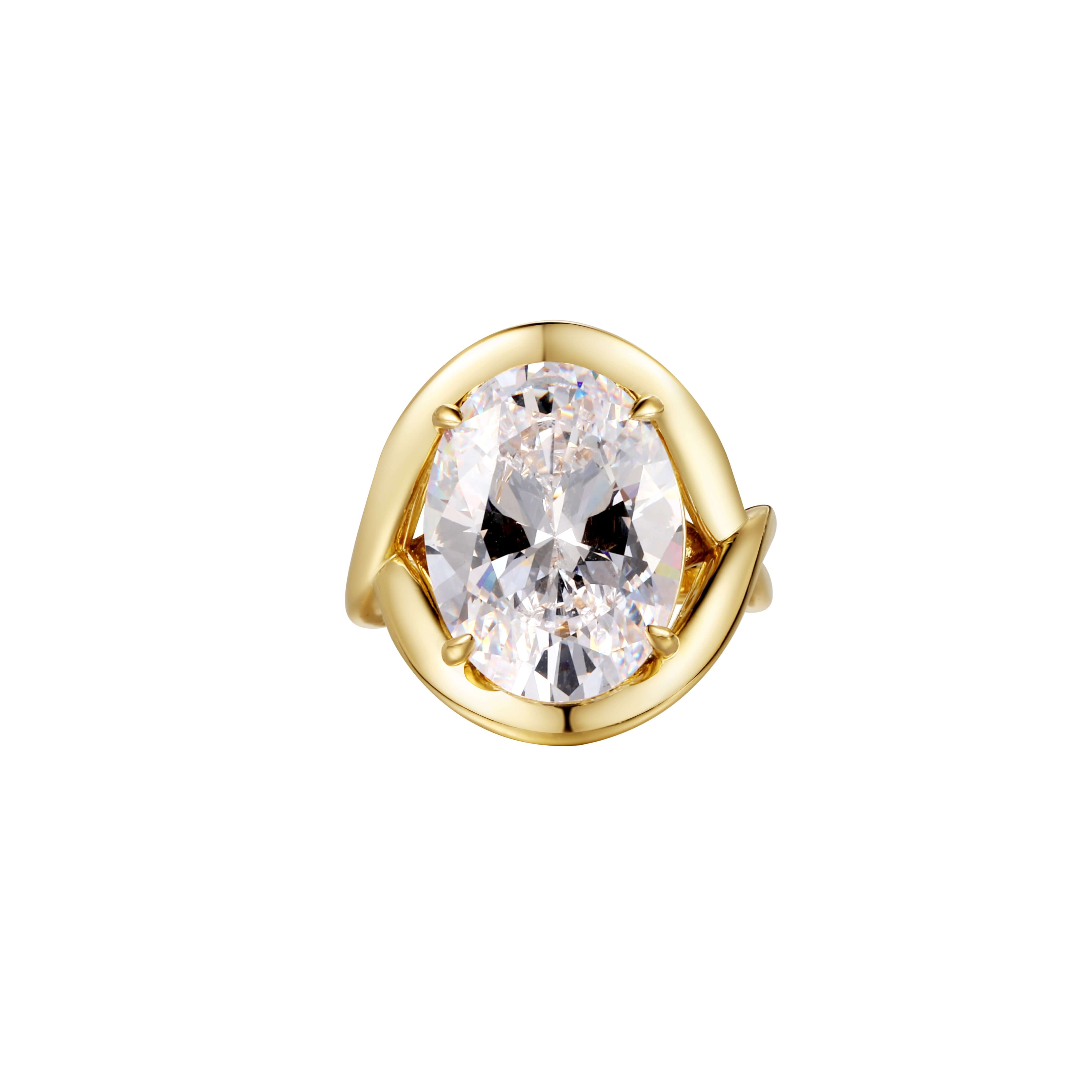 You Are A Gem Oval-Cut Ring featuring a luminous oval-cut cubic zirconia set in a gold-tone wrap design.