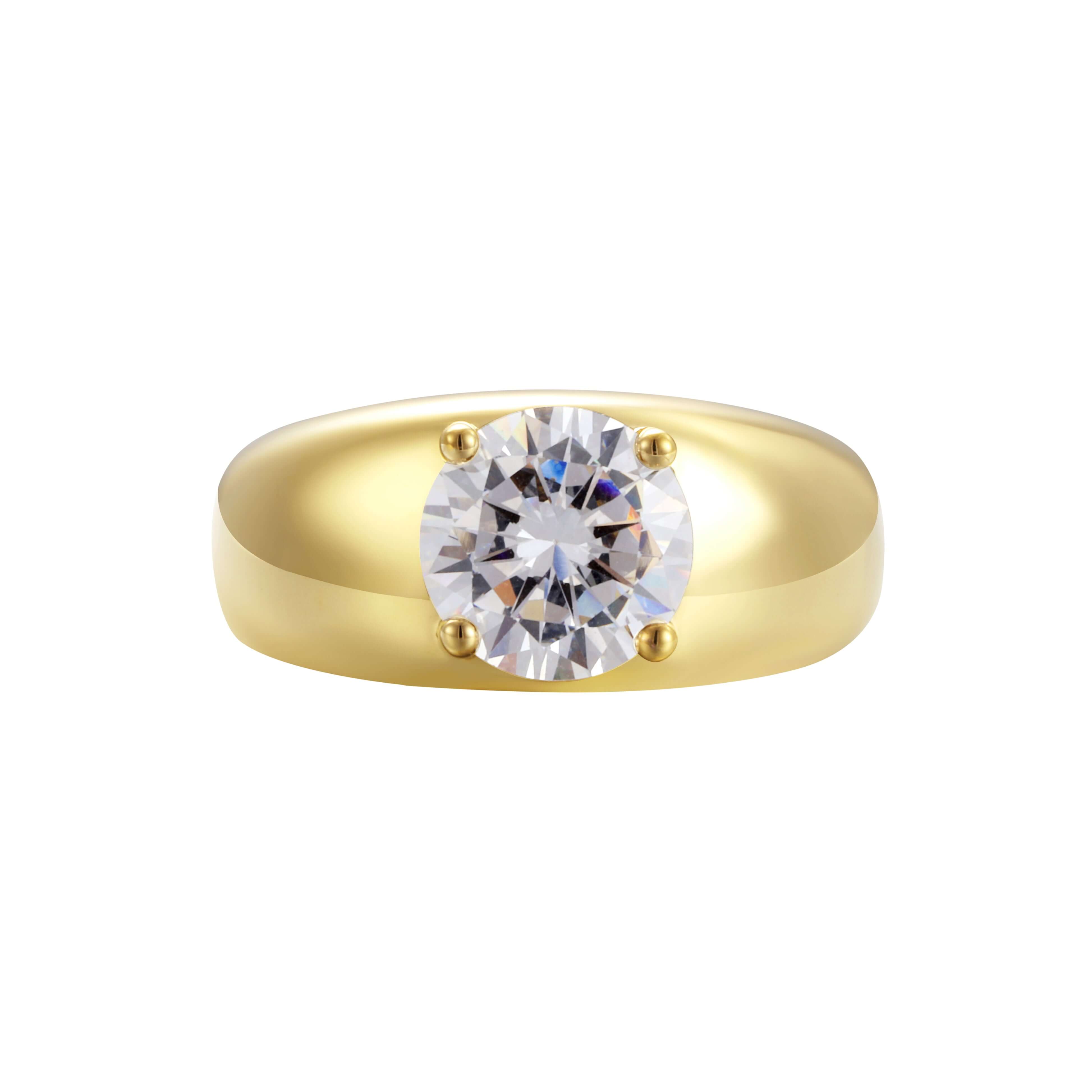 Isn’t She Lovely Ring featuring a bold, sculptural band and elevated round-cut stone in a clean four-claw setting.
