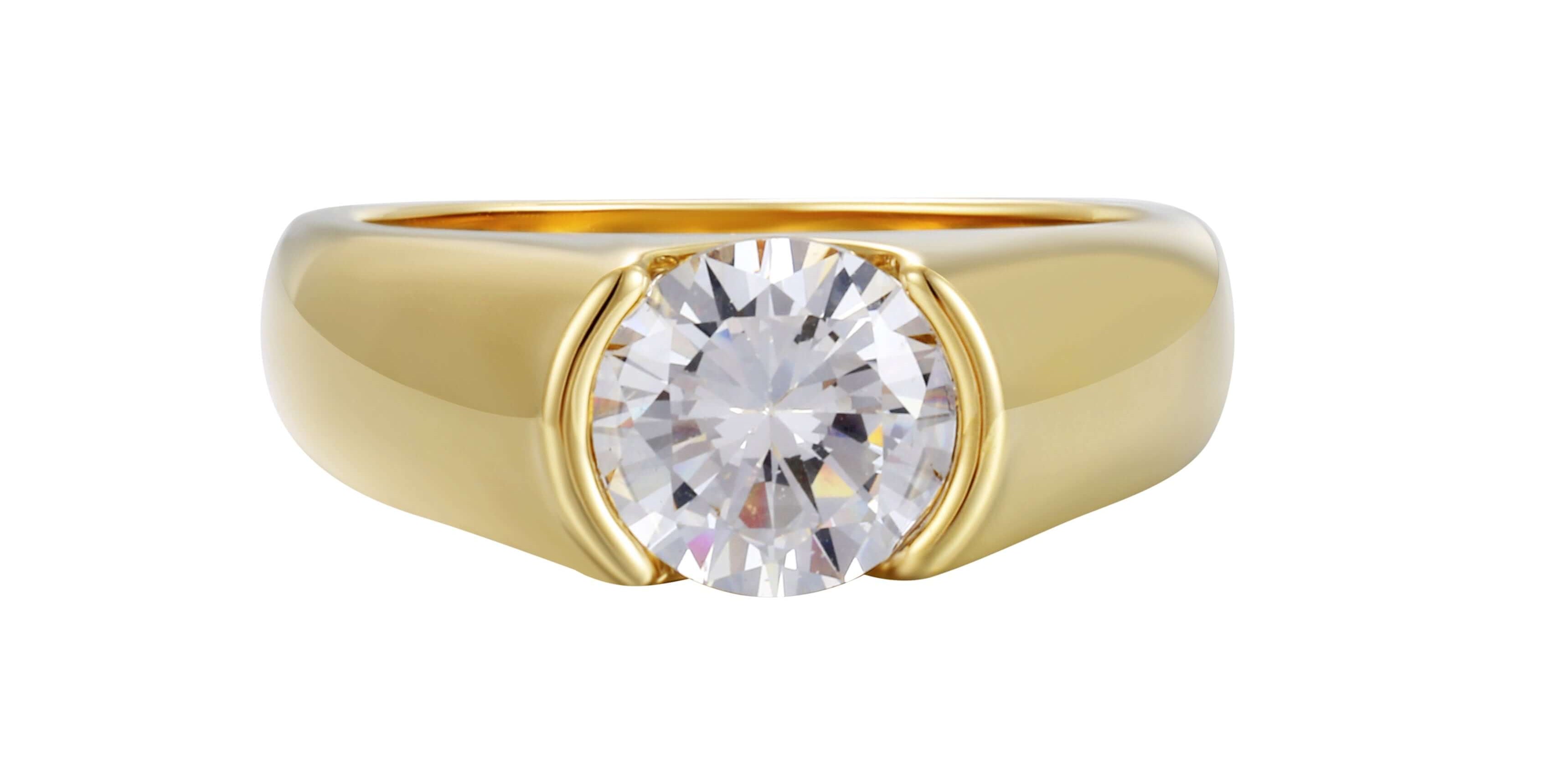 Worth The Wait Ring featuring a brilliant round-cut stone in a sleek gold band.
