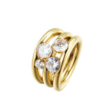 Going Places Cluster Ring featuring smooth bands and sparkling cubic zirconia in a gold finish.