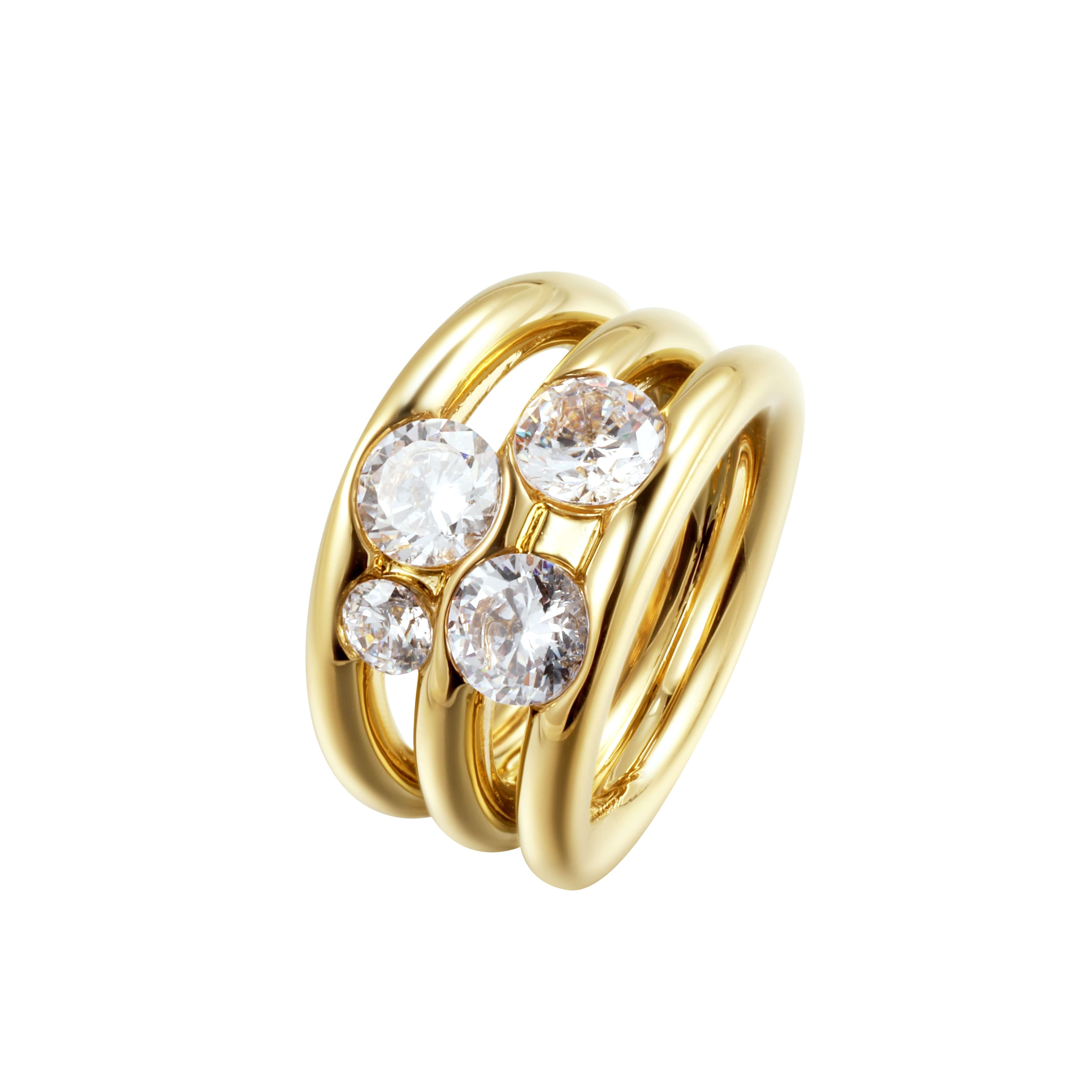 Going Places Cluster Ring featuring smooth bands and sparkling cubic zirconia in a gold finish.